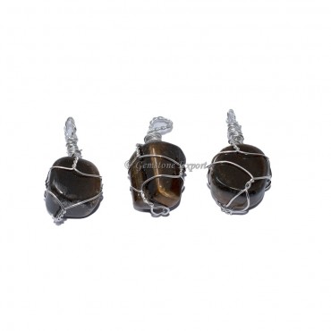 Tiger Eye Wire Wraped Pendants