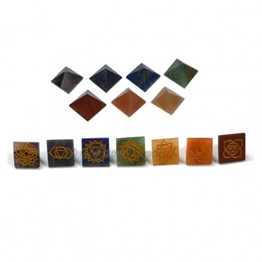 Engraved Pyramids Seven Chakra Set