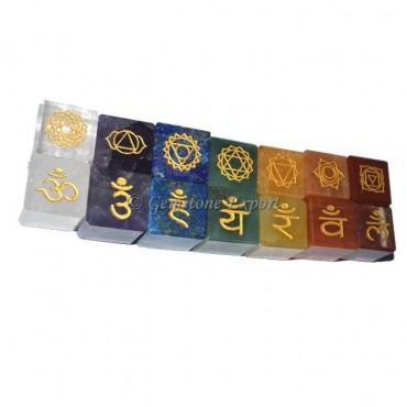 Seven Chakra Both Side Engraved Cube Set