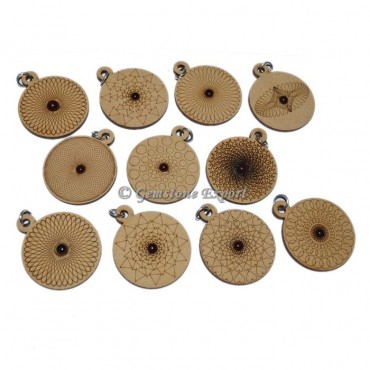 Assorted Engraved Wooden Pendants